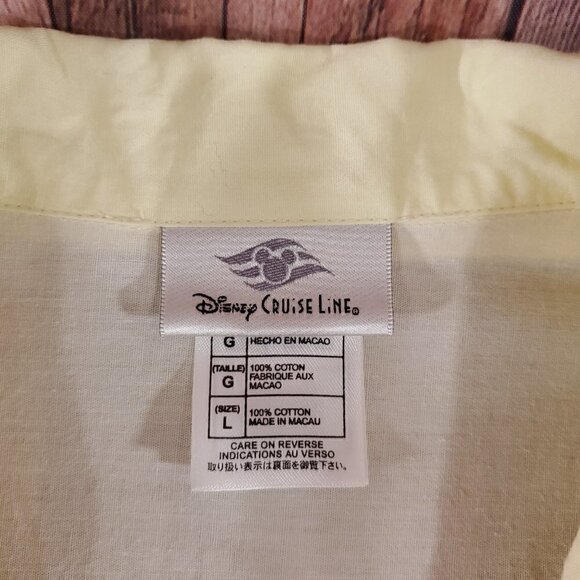 Rare Disney Cruise Line Mens Large Mickey Surfing Palm Tree Hawaiian Camp Shirt - Picture 10 of 16